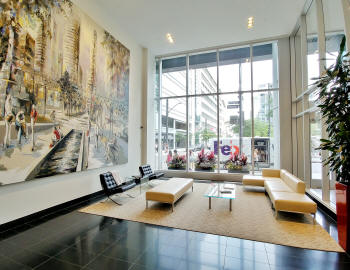 Lobby in Altoria building in the financial district of Downtown Montreal